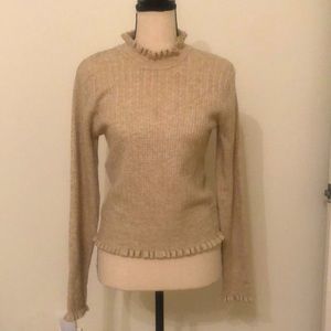 Beige Cropped Babydoll-Style Sweater